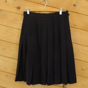 Escada Black Wool Blend Knife Pleated Knee Length Classic Vintage Skirt S